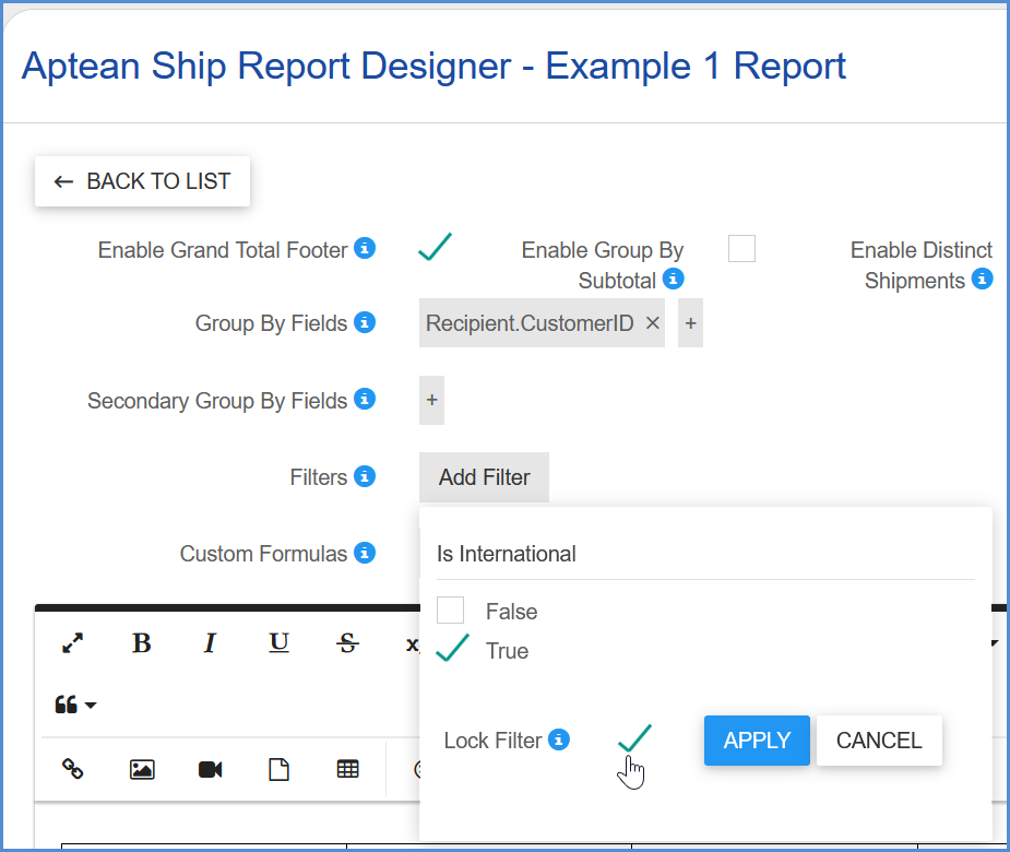 ApteanShip - Elements of a Report